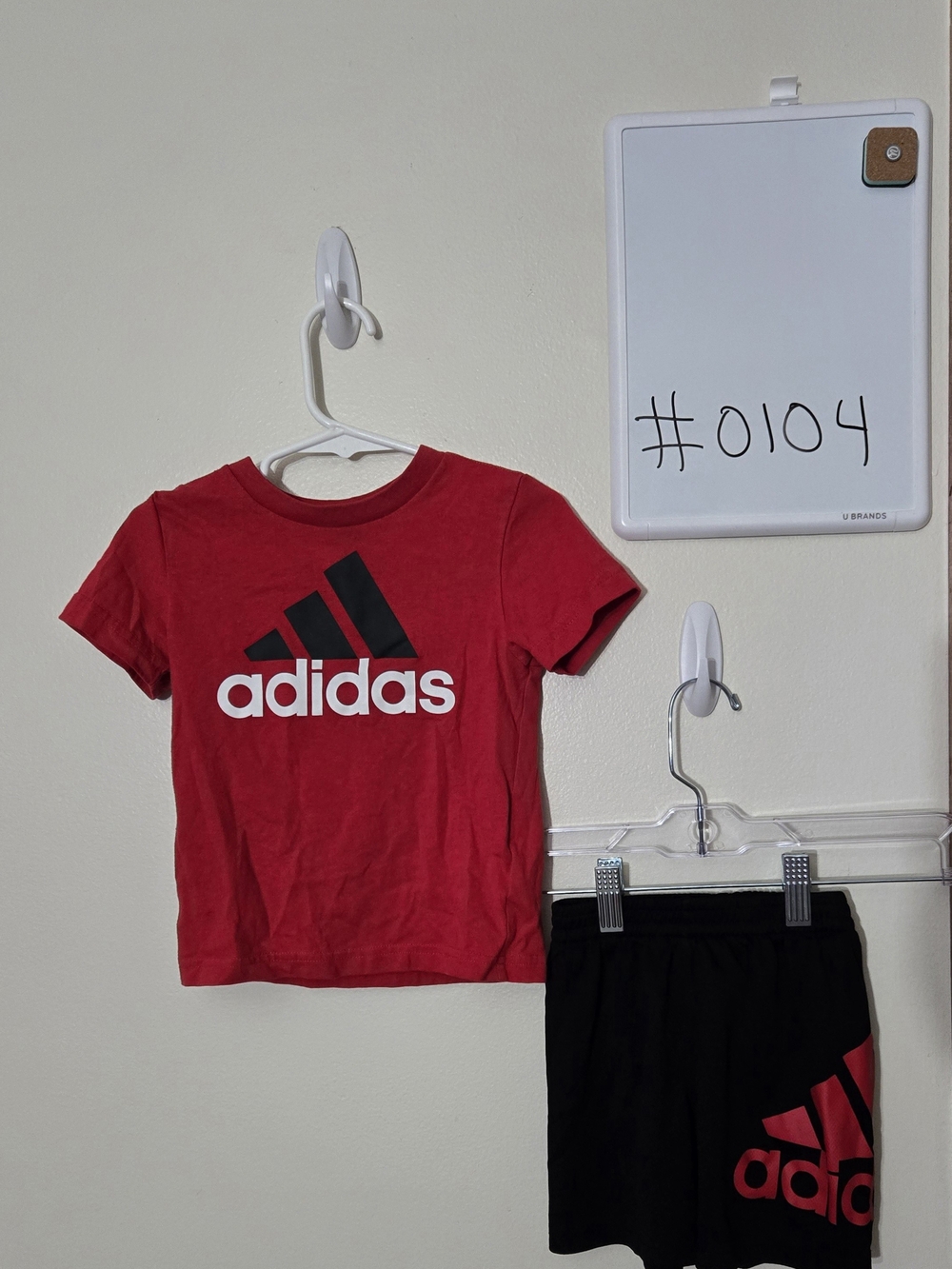 adidas Kids 2T Red Logo Tee - Short Sleeve Casual Shirt